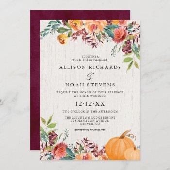 Small Fall Floral And Pumpkins Watercolor Wedding Front View