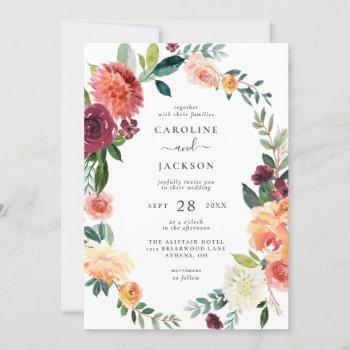 fall floral frame autumn wedding invitation