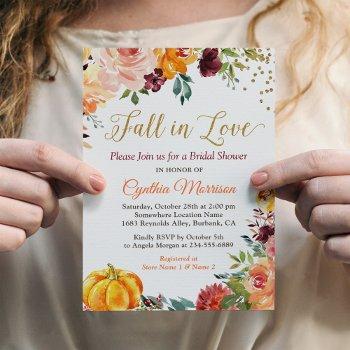 fall in love autumn floral romance bridal shower invitation