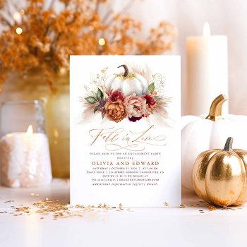fall in love engagement party rust flowers pumpkin invitation