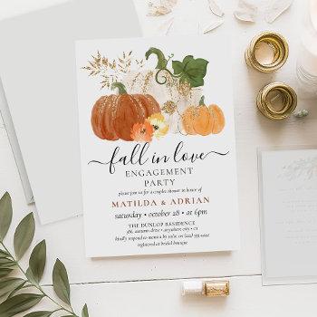 fall in love rustic glitter pumpkin engagement  invitation