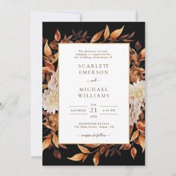fall leaves elegant wedding invitation