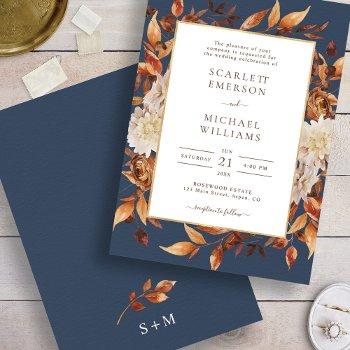 fall leaves rustic wedding invitation