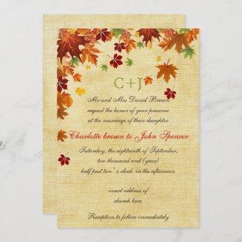 Small Fall Leaves Rustic Wedding Front View