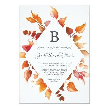 Small Fall Leaves | White & Burgundy Diamond Wedding Front View