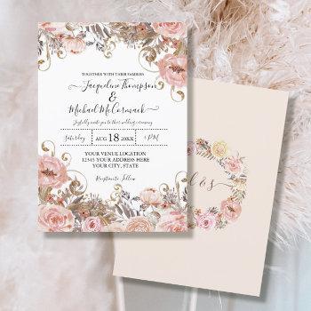 Small Fall Muted Blush Pink Watercolor Floral Rose Gold Front View