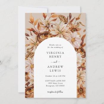fall rustic floral wedding invitation