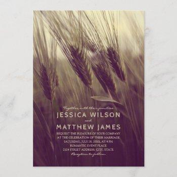 fall rustic wheat modern country summer wedding invitation