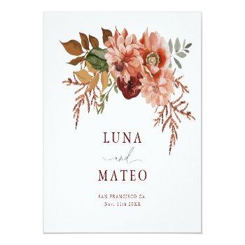 Small Fall Terracotta And Burgundy Floral Wedding Invita Napkins Front View