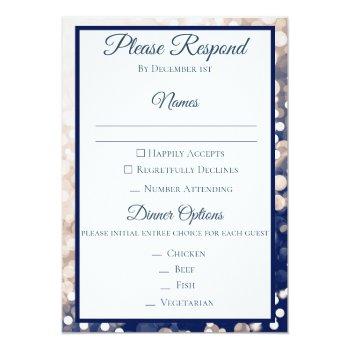 Small Fall Wedding Rsvp - Champagne And Navy Front View