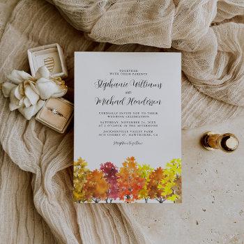 fall wedding watercolor woodland invitation