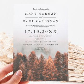 Small Fall Winter Pine Trees Forest Photo Chic Wedding Front View
