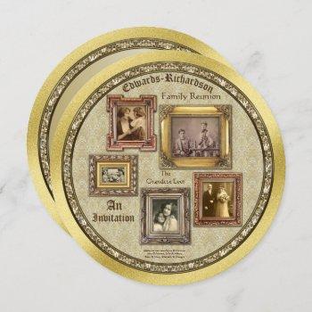 Small Family Reunion Antique Photo Frames Gold Collage Front View