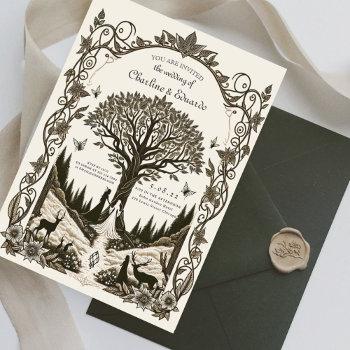 fantasy medieval engraving art wedding  invitation
