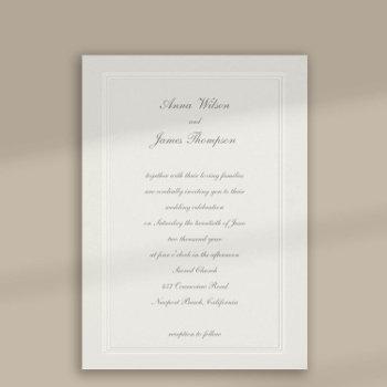 faux embossed frame ecru formal classic wedding invitation