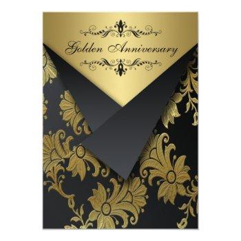 Small Faux Flaps Golden Anniversary Invite | Chandelier Front View