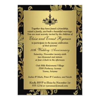 Small Faux Flaps Golden Anniversary Invite | Chandelier Back View