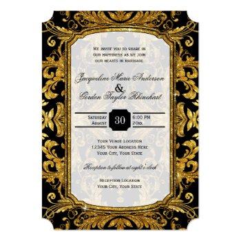 Small Faux Gold Glitter Ticket Style Vintage Typography Front View