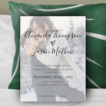 faux vellum effect photo  wedding invitation