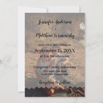 faux vellum photo overlay custom wedding invitatio invitation