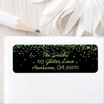 feminine green glitter party return address label