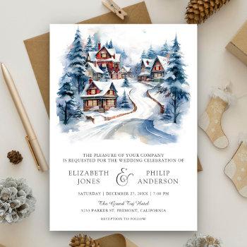Small Festive Christmas Winter Village Qr Code Wedding Front View