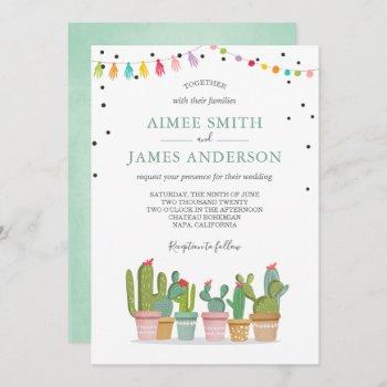 Small Fiesta Cactus Succulent Watercolor Pastel Wedding Front View