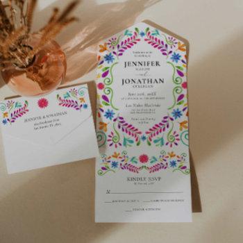 fiesta colorful flower wedding all in one invitation
