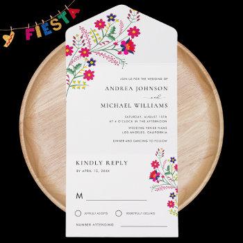 Small Fiesta Folk Mexican Flowers Colorful Rsvp Wedding All In One Front View