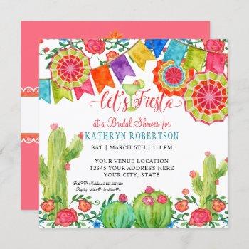 fiesta margarita cactus bridal shower girl pennant invitation
