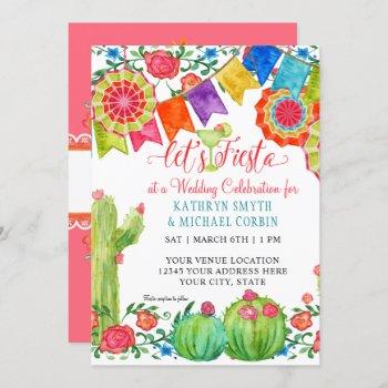fiesta margarita colorful floral cactus wedding invitation