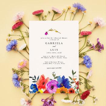 fiesta mexican colorful floral rehearsal dinner invitation