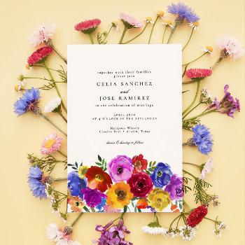 fiesta mexican colorful floral wedding invitation