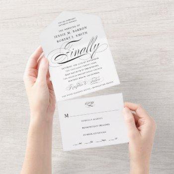 finally black and white calligraphy wedding all in one invitation
