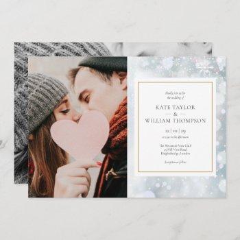 first snowflakes photos winter wedding invitation