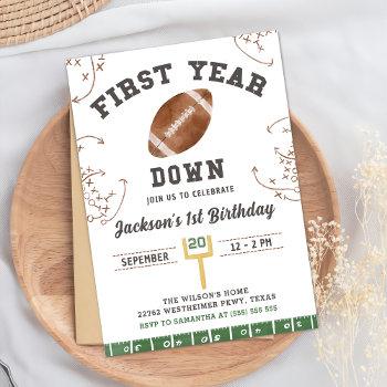 first year down football 1st birthday party invitation