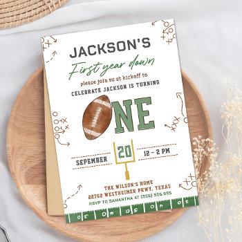 first year down football first birthday party invitation