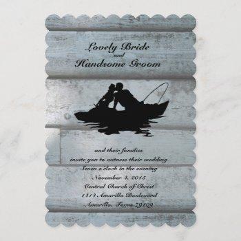 fishing lovers boat scalloped wedding invitation