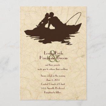 Small Fishing Lovers Brown Boat Wedding Front View