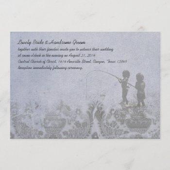 Small Fishing Lovers Faded Blue Wedding Front View