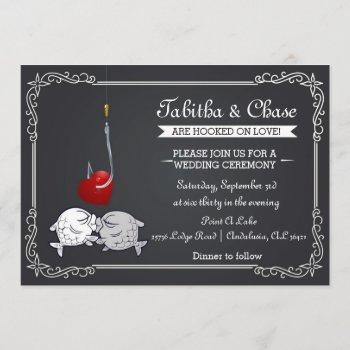 fishing wedding invitation - kissing fish