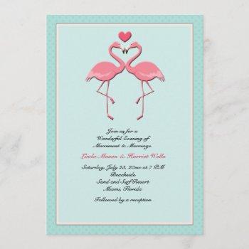 flaming flamingos lesbian wedding invitation