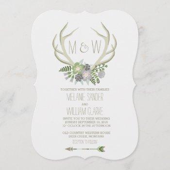 floral antlers | rustic wedding invitation