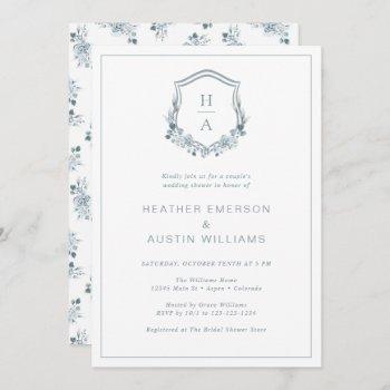 floral blue couple wedding shower invitation