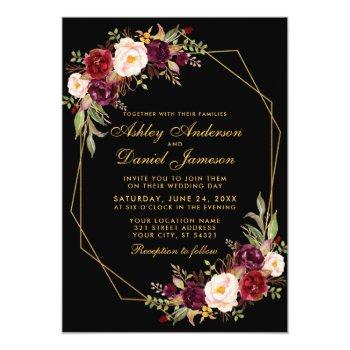 Small Floral Burgundy Geometric Black Gold Wedding Front View