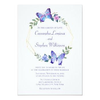 Small Floral Butterfly Wedding Navy Blue Butterflies Front View
