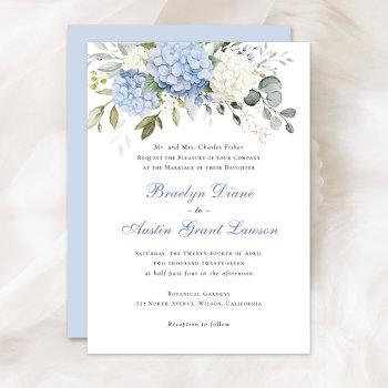 Small Floral Elegant Blue Hydrangea Greenery Wedding Front View