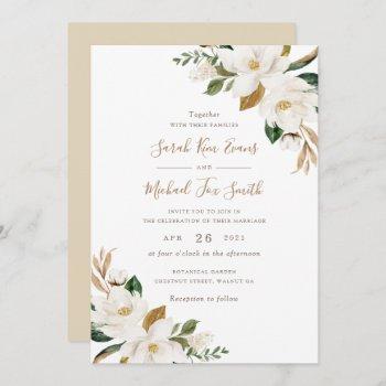Small Floral Elegant Magnolia Beige Neutral Wedding Front View