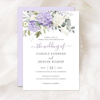 floral elegant purple hydrangea greenery wedding invitation