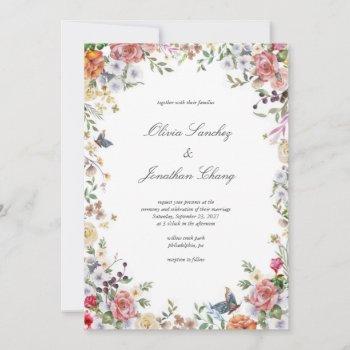 floral elegant watercolor all in one wedding invitation